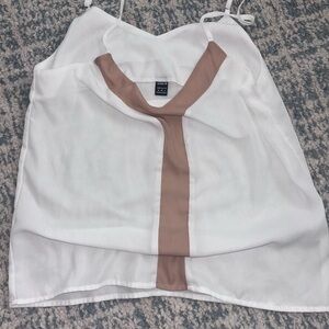 SHEIN White and Brown Camisole Top